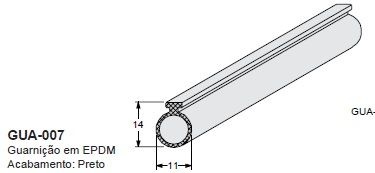 GUA 007-GUARNICAO EPDM DA PINGADEIRA 11MM PRETA(ROLO 50 MTS)