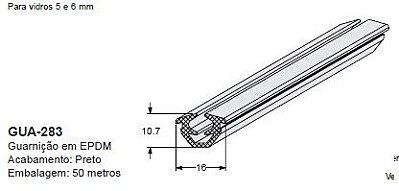 GUA-283-GUARNICAO EPDM 6MM - LS(ROLO 50 MTS)