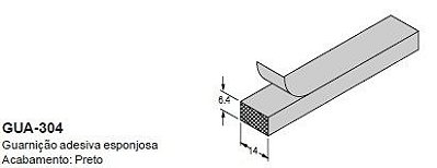 GUA-304-ESPUMA ADESIVA EM EVA PRETA 14 X 6mm(ROLO 20 MTS)