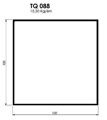TQ-088(TQ-034)TUBO QUADRADO 100 X 100- 15,30 KG BARRA 6,00 ML