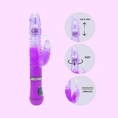 Vibrador Rotativo Borboleta Vai e Vem RecarregávelUSB