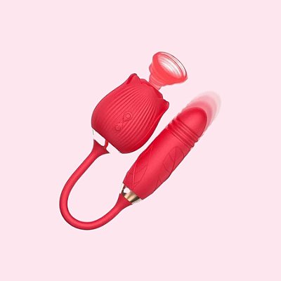 Vibrador Vai e Vem e Sugador Rosa Recarregável USB