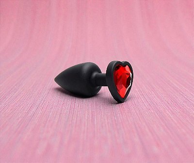 Plug Anal P ABS Preto de Coração Vermelho