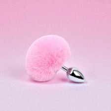 Plug Anal P de Aço com Pompom de Coelho
