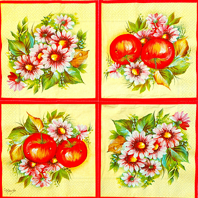 Guardanapo para Decoupage 33x33 Frutas e Flores Toke e Crie