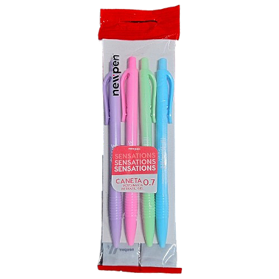 Caneta 0.7mm Sensations Perfumada Retrátil 4 Unidades Newpen
