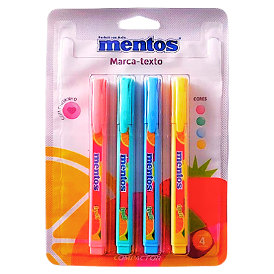 Marca-Texto Mentos com Cheirinho 4 Cores Compactor