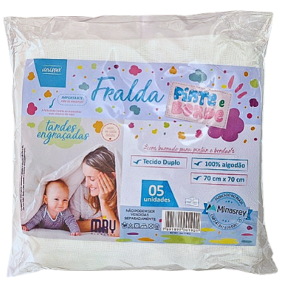 Fralda 100% Algodão 70cm x 70cm 5 Unidades Pinte e Borde Minasrey