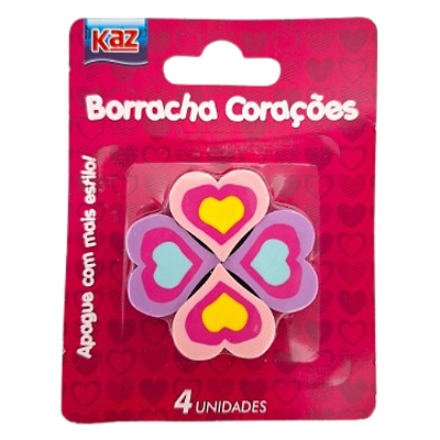 Borracha Fantasia Corações 4 Unidades Kaz
