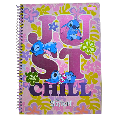 Caderno Universitário 1 Matéria 80 Folhas Just Chill Stitch Disney