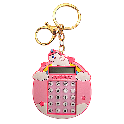 Chaveiro Calculadora Tema Unicórnio Rosa