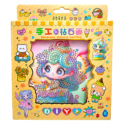 Kit de Pintura de Diamante 5D com Moldura Kawaii Chibi Anime Modelo 2