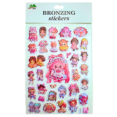 Cartela de Adesivos Autocolantes 3D Bonecas de Pano Kawaii