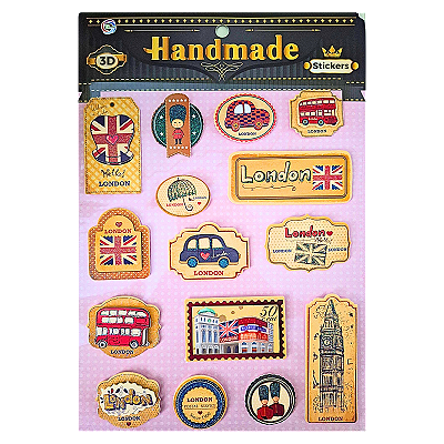 Cartela de Adesivos Autocolantes 3D Londres