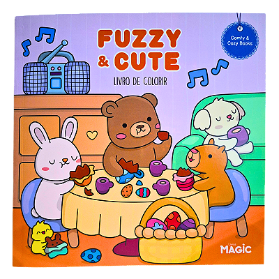Livro de Colorir com 24 Desenhos Fuzzy & Cute