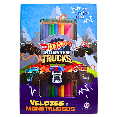 Hot Wheels Monster Trucks Desenhos para Colorir 12 Lápis de Cor