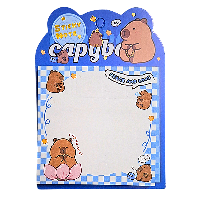 Bloco Auto Adesivo Tema Capivaras Kawaii 70 Folhas Modelo 2