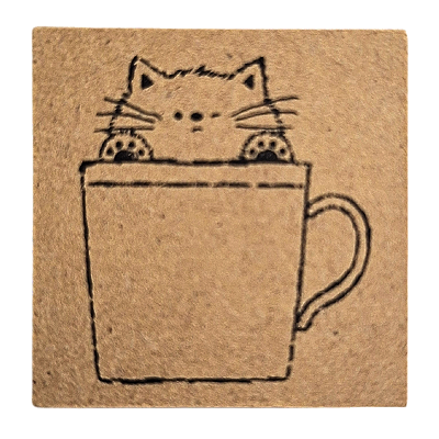 Carimbo para Scrapbook 3cm x 3cm Gatinho Kawaii na Caneca