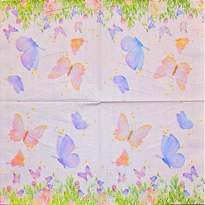 Guardanapo para Decoupage 33x33 Borboletas no Jardim