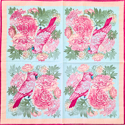 Guardanapo para Decoupage 33x33 Papagaio e Flores