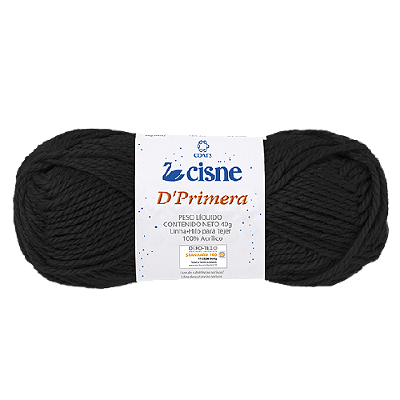 Novelo de Lã Tricô Crochê 40g 84m Cisne D'Primera Preto 0000N Coats