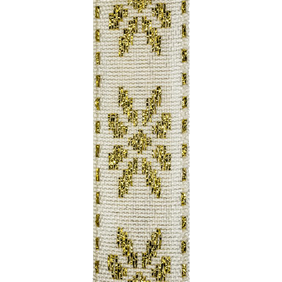 Galão Decorado 18mm 10m MW612 Branco Dourado Marwan