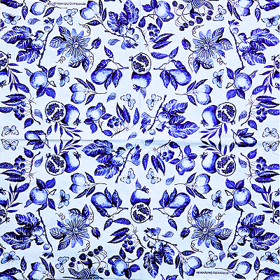 Guardanapo para Decoupage 33x33 Frutas Azul e Branco