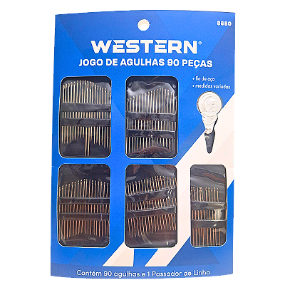 Kit de Agulhas com 90 Unidades e Passador Western
