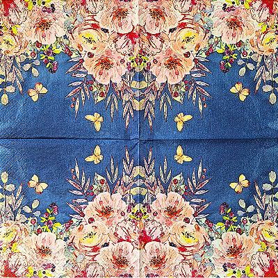 Guardanapo para Decoupage 33x33 Jardim de Flores e Borboletas