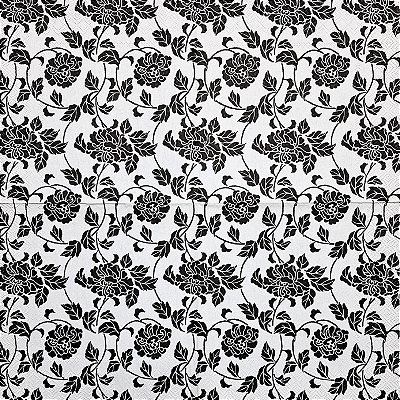Guardanapo para Decoupage 33x33 Floral Preto e Branco