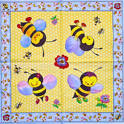 Guardanapo para Decoupage 33x33 Abelhinhas