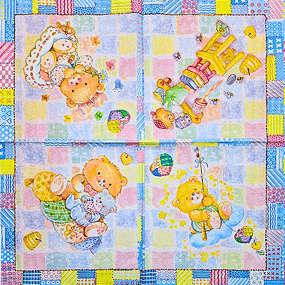 Guardanapo para Decoupage 33x33 Ursinhos Fofos