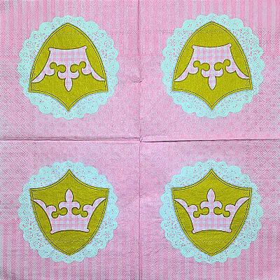 Guardanapo para Decoupage 33x33 Coroa Real Fundo Rosa