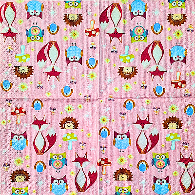 Guardanapo para Decoupage 33x33 Raposa e Amigos
