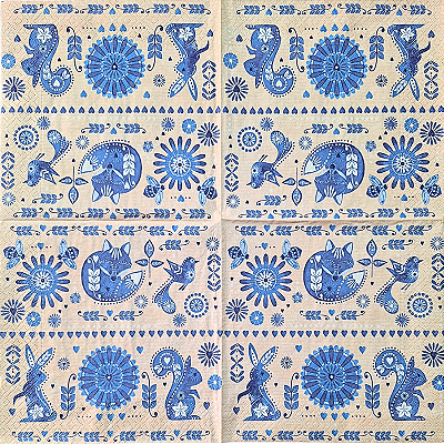 Guardanapo para Decoupage 33x33 Natureza Artística em Azul