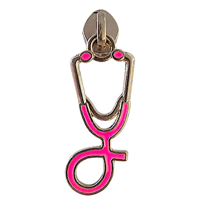 Cursor Resinado para Zíper Nº5 Estetoscópio Rosa