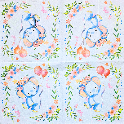 Guardanapo para Decoupage 33x33 Elefante Fofinho