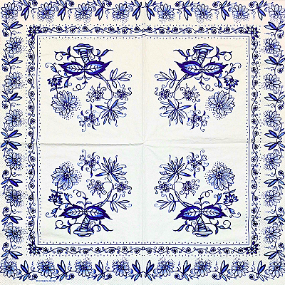 Guardanapo para Decoupage 33x33 Floral Azul e Branco