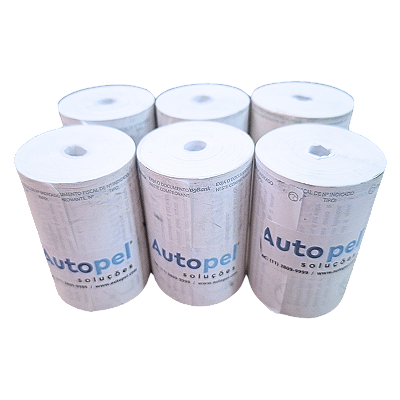 Bobina Térmica 57x15 para Máquina de Cartão Cor Branca 6 Unidades