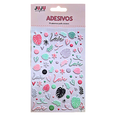 Cartela de Adesivos Autocolantes 3D Modelo Love