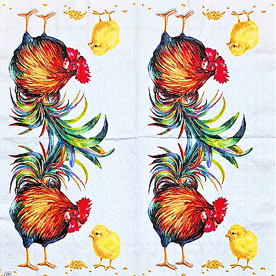 Guardanapo para Decoupage 33x33 Galo e Pintinho
