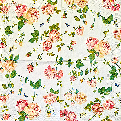 Guardanapo para Decoupage 33x33 Rosas Delicadas