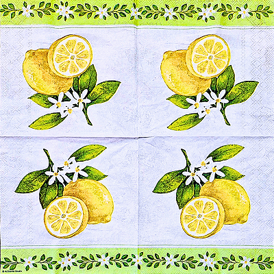 Guardanapo para Decoupage 33x33 Limão Siciliano com Flores