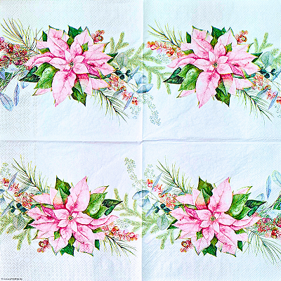 Guardanapo para Decoupage 33x33 Buquê de Poinsétias