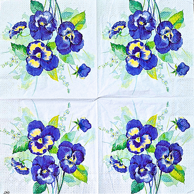 Guardanapo para Decoupage 33x33 Amor-Perfeito Azul