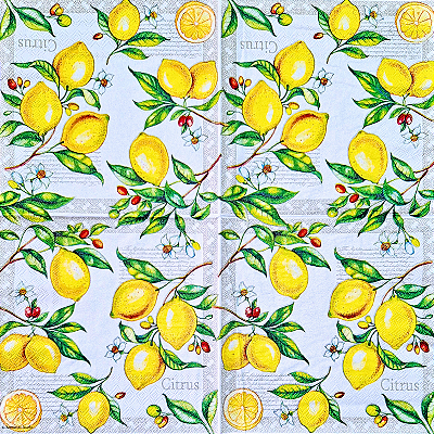 Guardanapo para Decoupage 33x33 Limão Siciliano Fundo Citrus