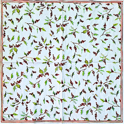 Guardanapo para Decoupage 33x33 Azevinhos de Natal