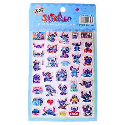 Cartela de Adesivos Autocolantes 3D Stitch Modelo 2