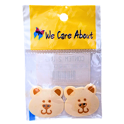 Kit de Botões com 2 Furos para Artesanato Tema Ursinho 2 Peças