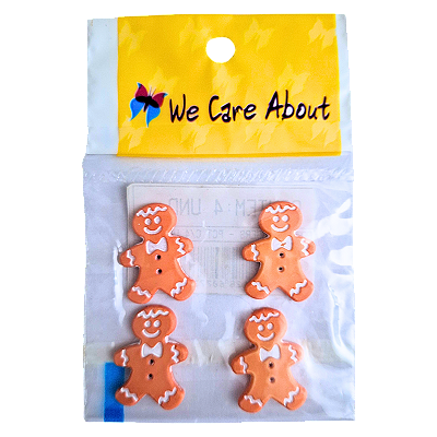 Kit de Botões com 2 Furos para Artesanato Tema Ginger 4 Peças